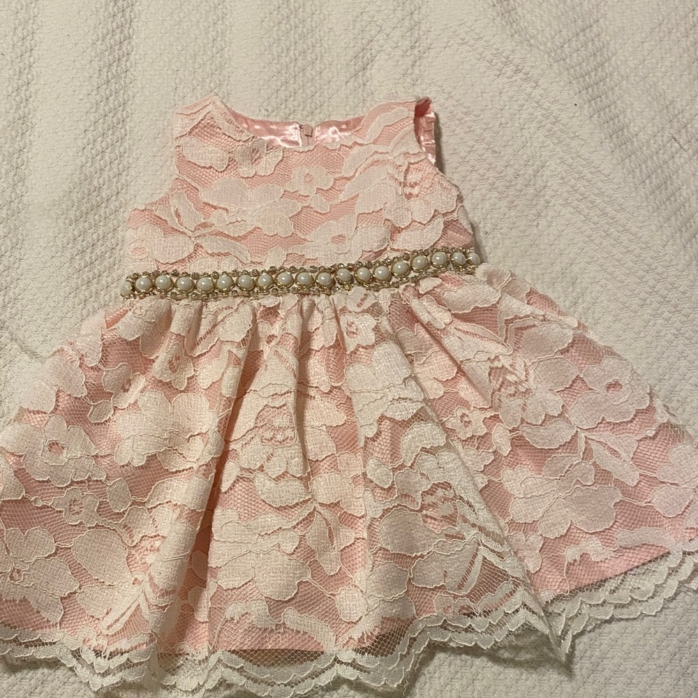 American Princess Pink and White Lace Dress